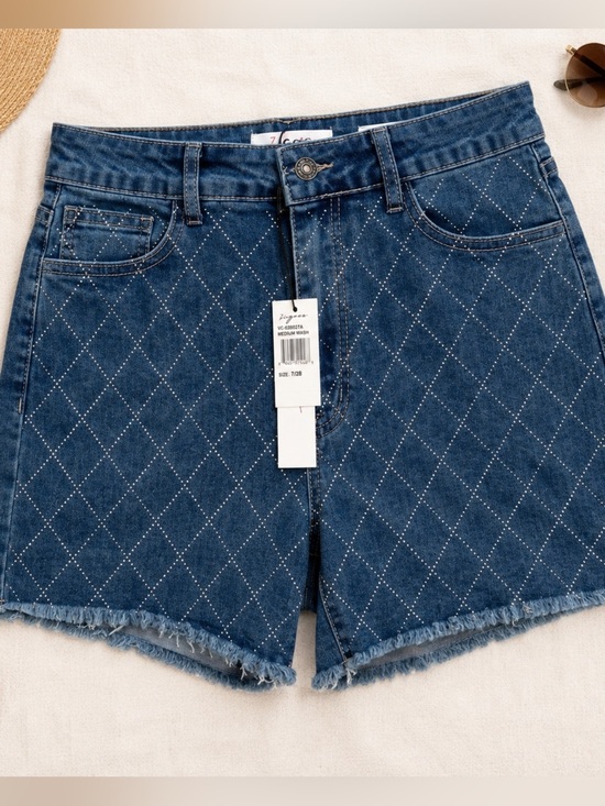 Vigoss Pants - Vigoss High Rise Denim Ace Shorts Womens Size 7/28 Medium Wash Rhinestones